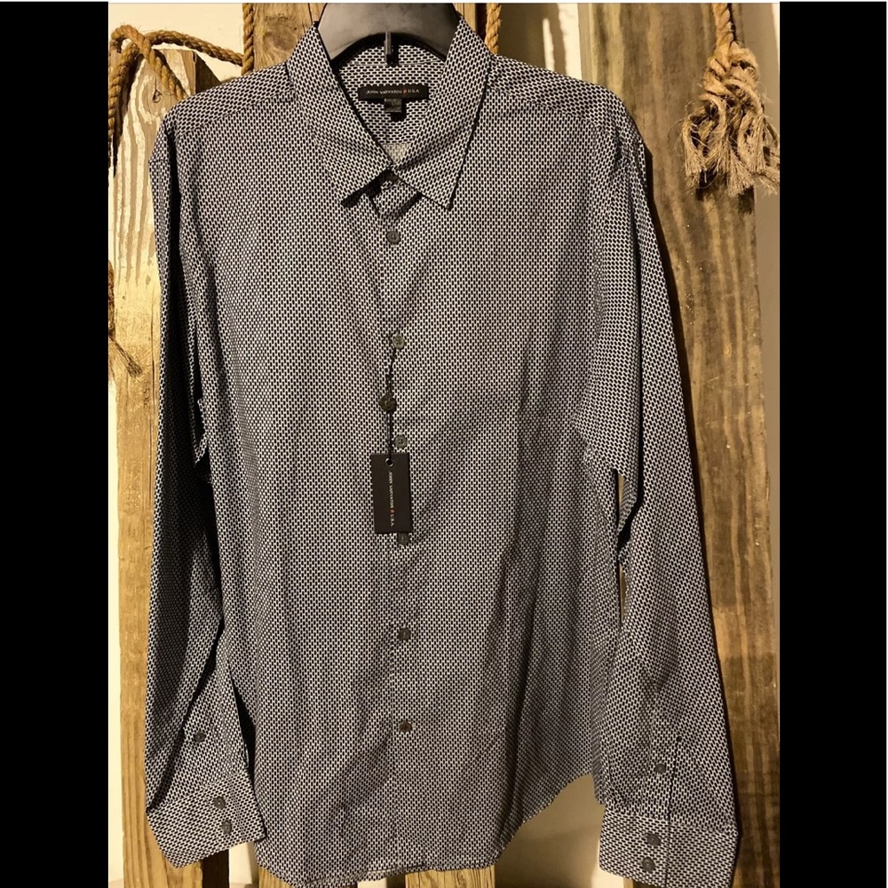 John Varvatos Black and White Casual Button Down Shirt